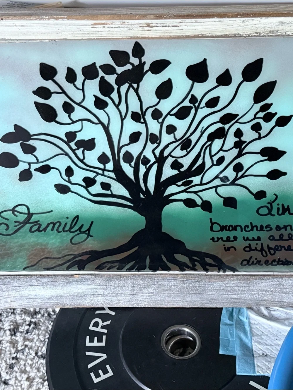 Family Tree Wall Art in Black and Teal by